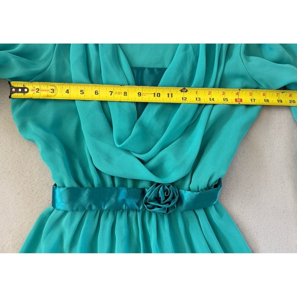 Vintage Emma Domb California Teal Chiffon Romantic Whimsigoth Party Dress Small - Picture 11 of 15